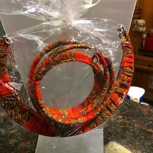 Handmade Vibrant Orange and Brown jewelry set